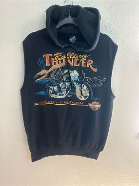Vintage 90s Harley Davidson Sleeveless Hoodie Sweatshirt Mens Size L